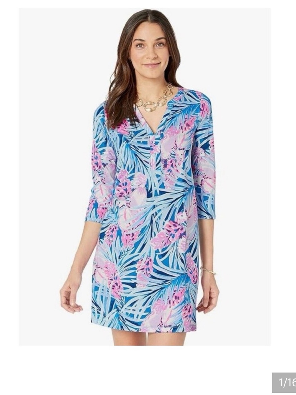 Lilly Pulitzer Daphne V‑Neck dress in Mr Peacock Blue Tweethearts.